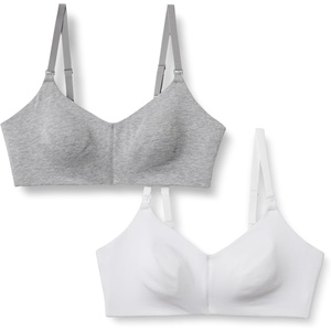 Amazon Essentials Women’s Cotton Blend Jersey Support Nursing Bra(Grey Heather / White)