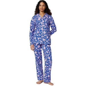 Amazon Essentials Women’s Cotton Stretch Poplin Pajama Set, Short Sleeve Button-Down with Shorts(Blue Paisley Floral)