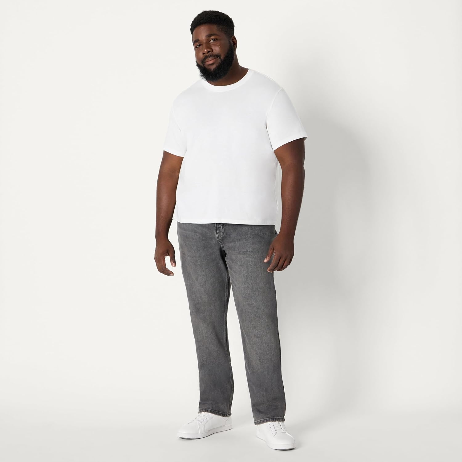 image:imageAmazon Essentials Mens RelaxedFit Heavyweight Rigid Jeans 5 Pocket StylingGrey Wash