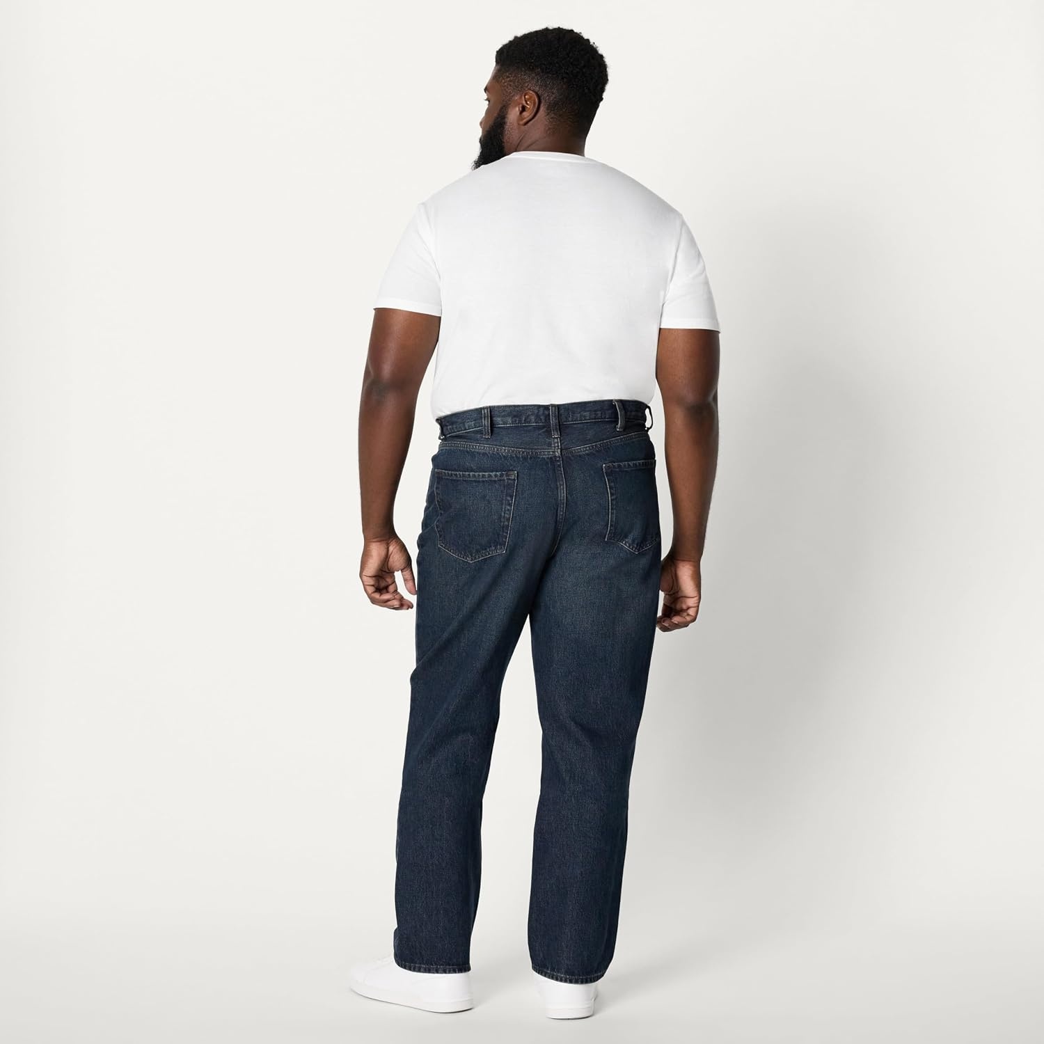 image:imageAmazon Essentials Mens RelaxedFit Heavyweight Rigid Jeans 5 Pocket StylingTinted Dark Wash