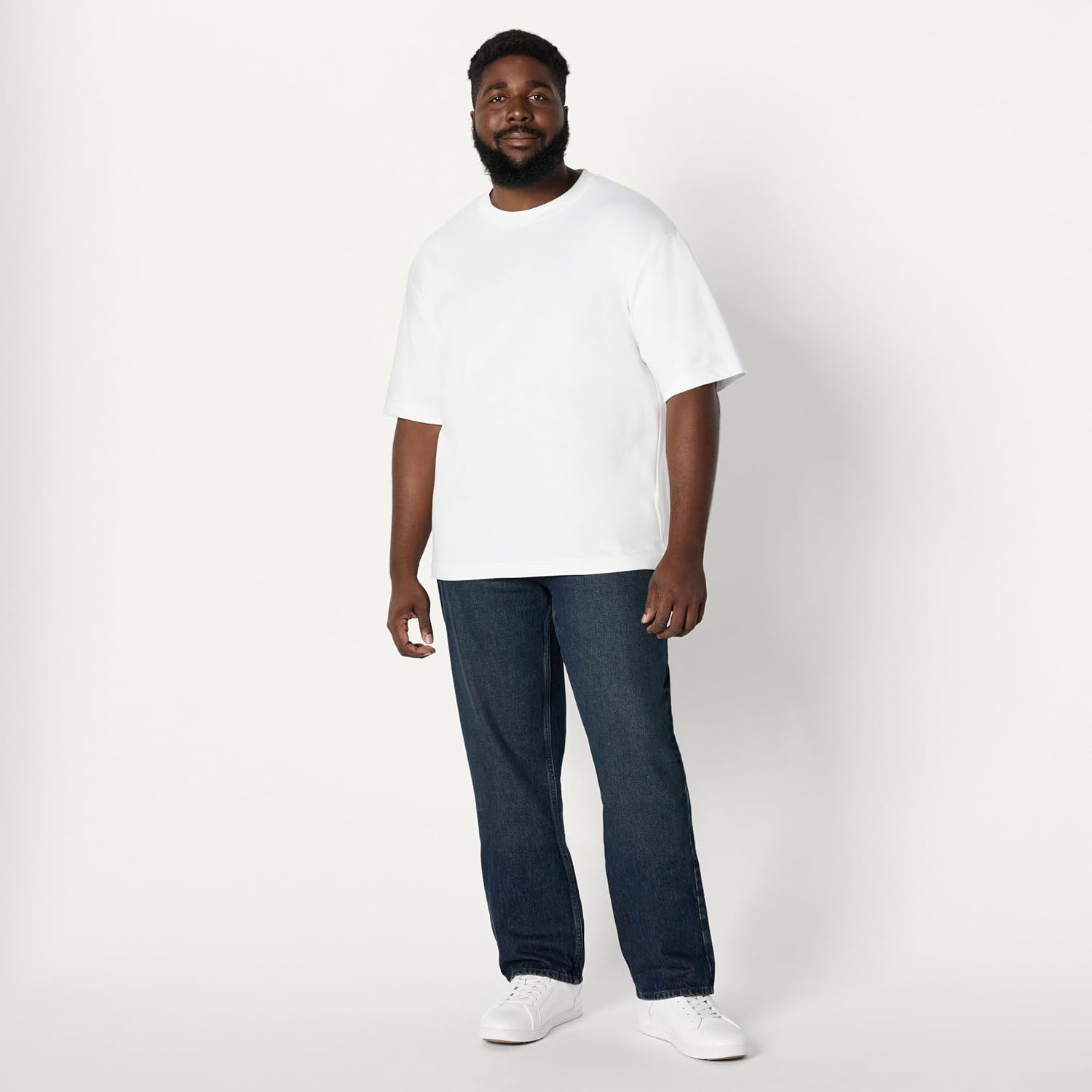 image:imageAmazon Essentials Mens RelaxedFit Heavyweight Rigid Jeans 5 Pocket StylingTinted Dark Wash