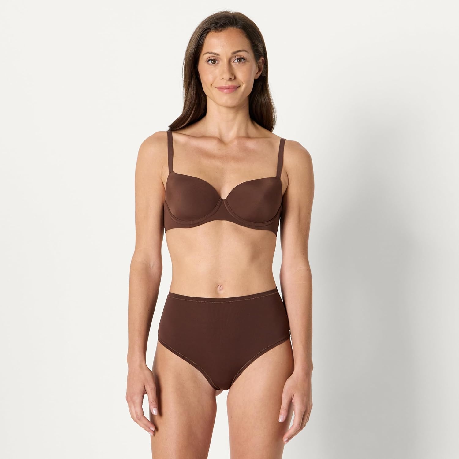image:imageAmazon Essentials Womens Microfiber High Waisted Thongs Pack of 6Black Rich Hazel Washed Bronze