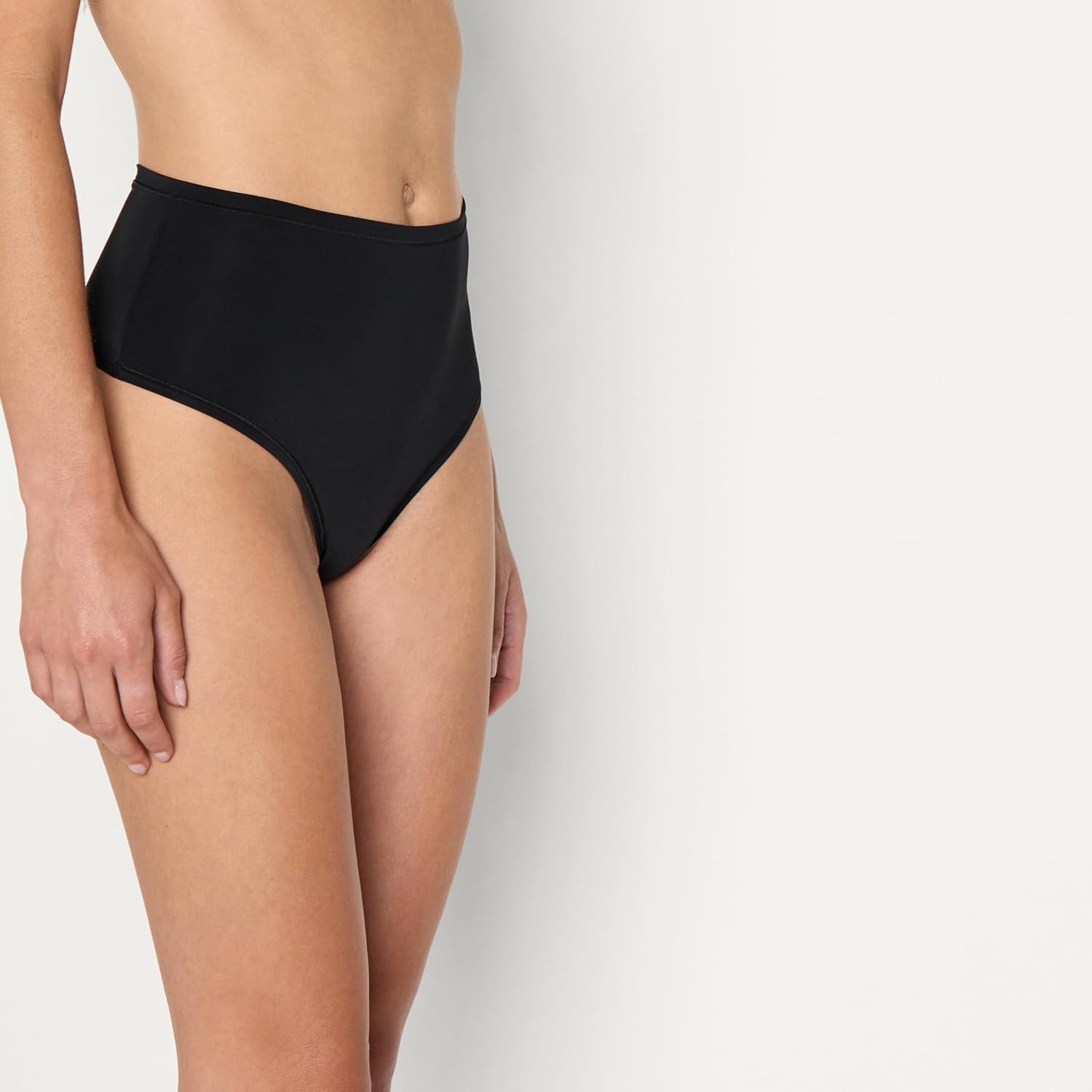 image:imageAmazon Essentials Womens Microfiber High Waisted Thongs Pack of 6Black