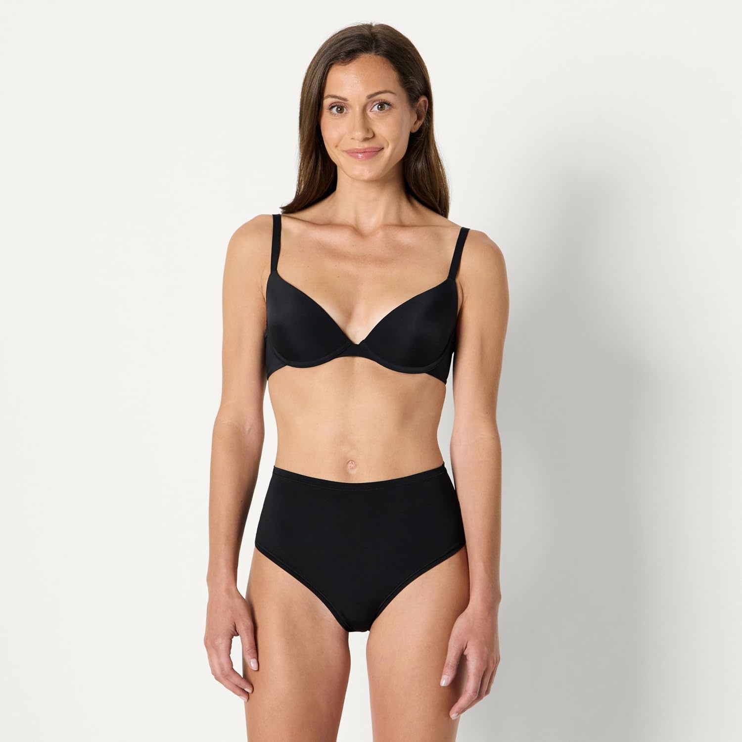 image:imageAmazon Essentials Womens Microfiber High Waisted Thongs Pack of 6Black
