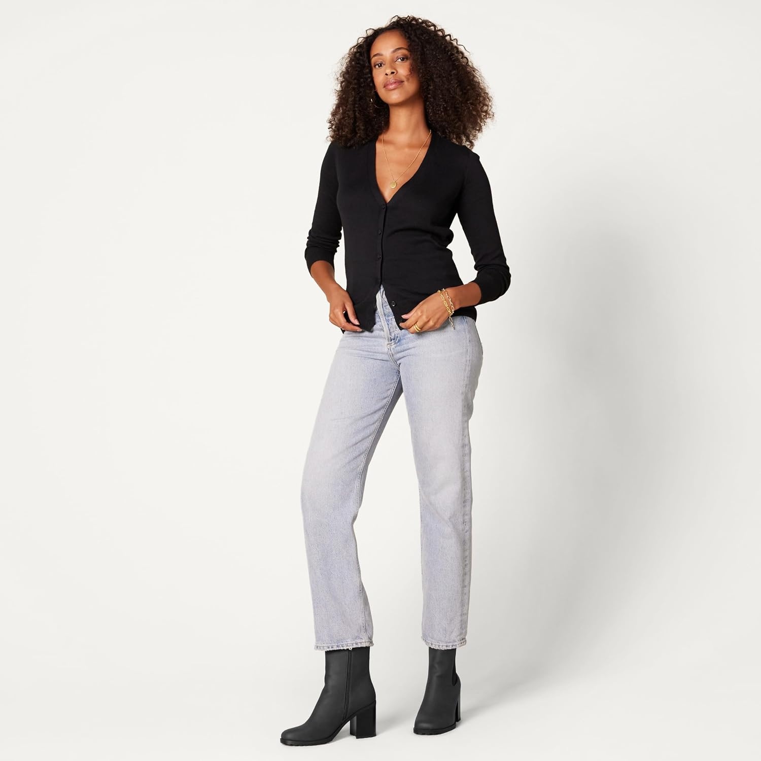 image:imageAmazon Essentials Womens Mid Calf Heeled Chelsea Boots Slip On with Lug SoleBlack