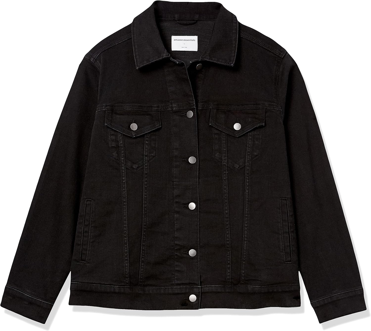 image:imageAmazon Essentials Womens RegularFit Denim Jean Jacket Available in Plus SizeBlack Wash
