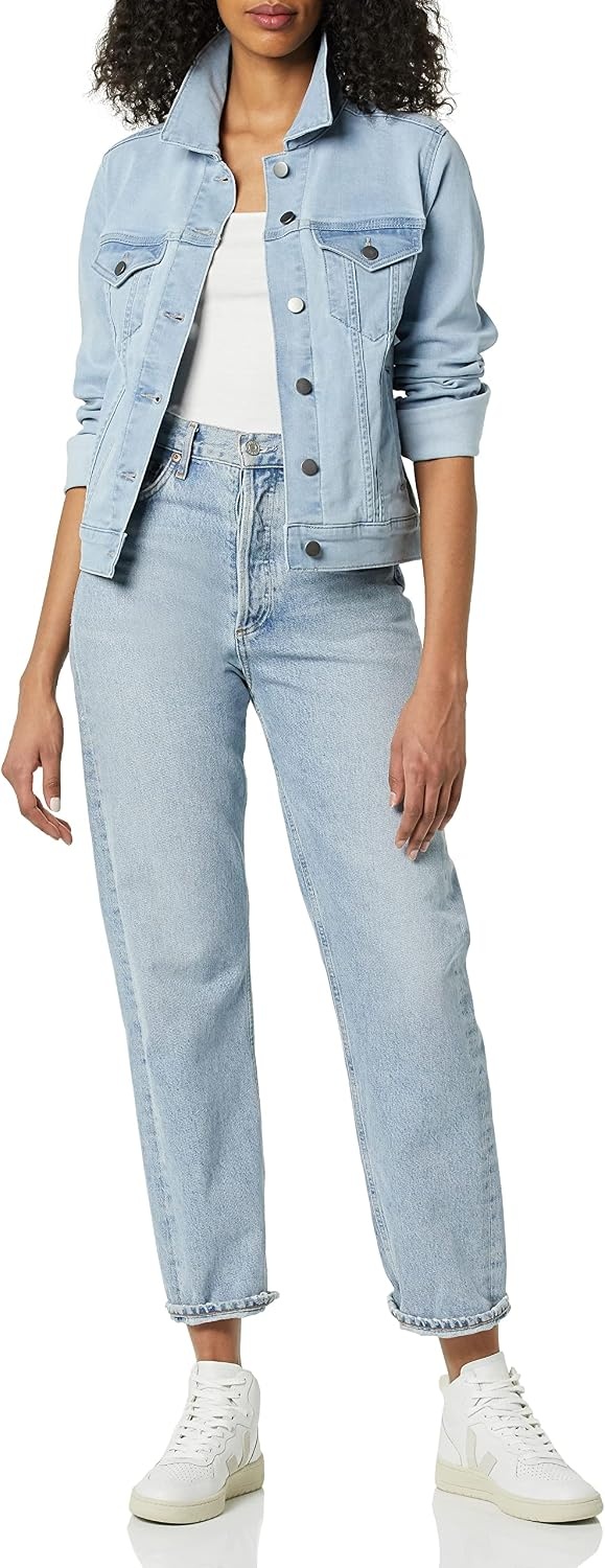 image:imageAmazon Essentials Womens RegularFit Denim Jean Jacket Available in Plus SizeLight Wash