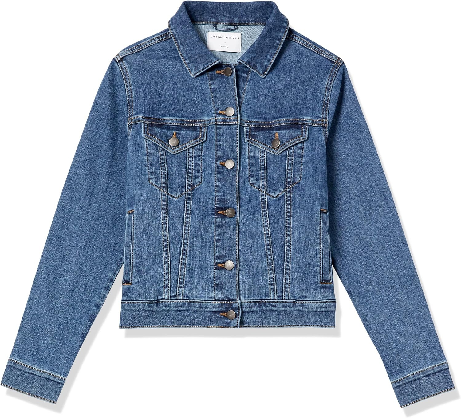 image:imageAmazon Essentials Womens RegularFit Denim Jean Jacket Available in Plus SizeMedium Wash