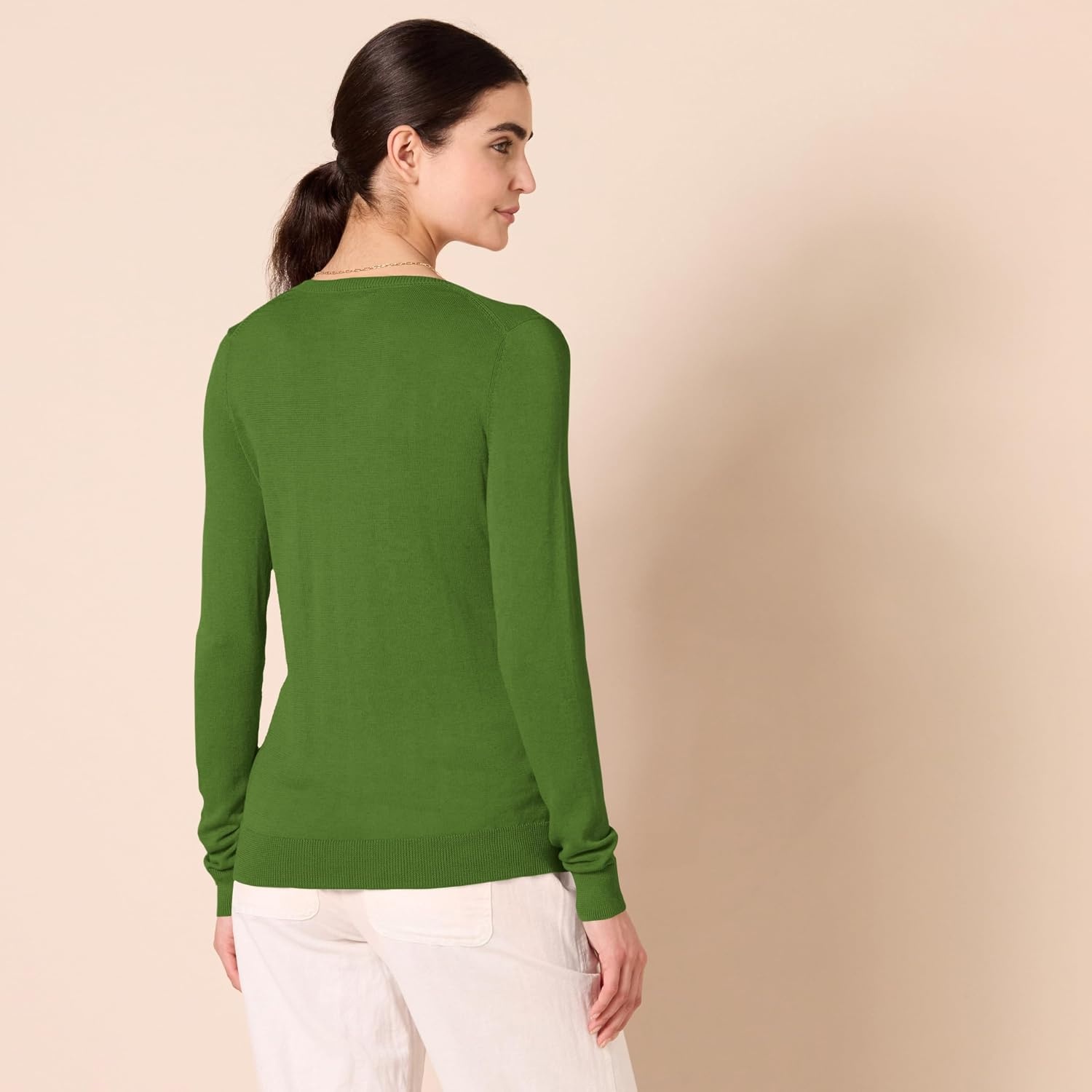 image:imageAmazon Essentials Womens RegularFit Lightweight LongSleeve VNeck Sweater Ribbed Cozy Soft Available in Plus SizeGreen