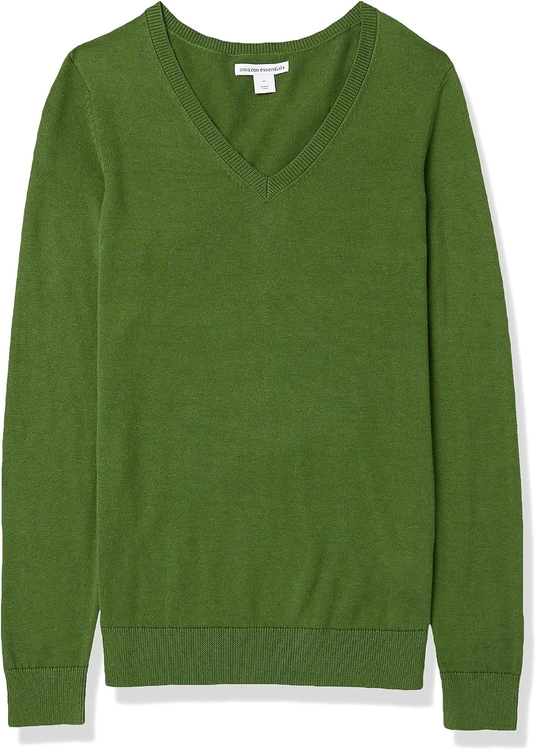 image:imageAmazon Essentials Womens RegularFit Lightweight LongSleeve VNeck Sweater Ribbed Cozy Soft Available in Plus SizeGreen
