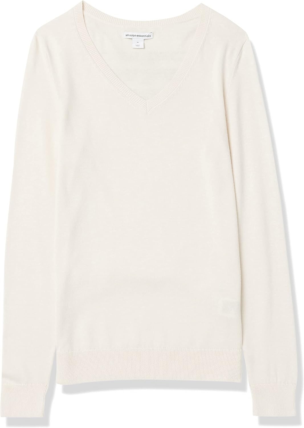 image:imageAmazon Essentials Womens RegularFit Lightweight LongSleeve VNeck Sweater Ribbed Cozy Soft Available in Plus SizePale Peach