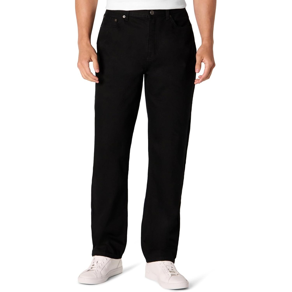 image:imageAmazon Essentials Mens RelaxedFit Heavyweight Rigid Jeans 5 Pocket StylingBlack