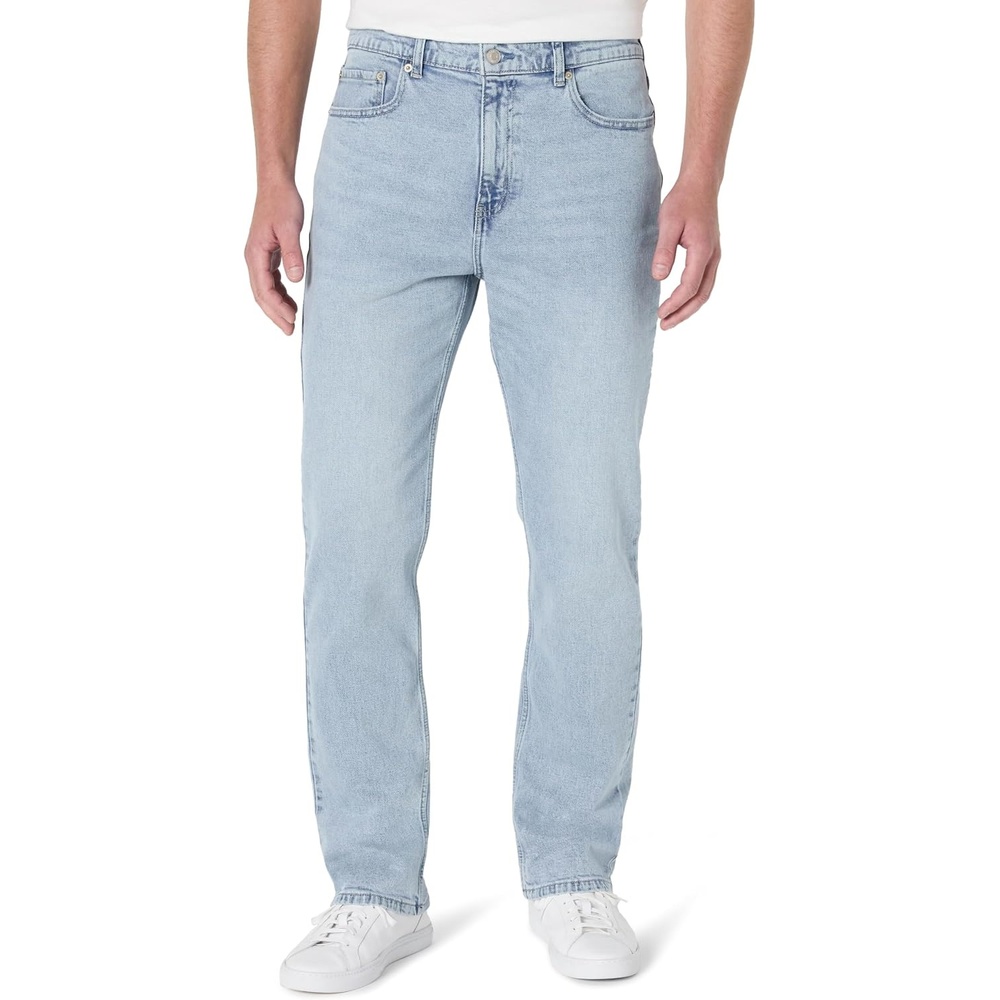 image:imageAmazon Essentials Mens RelaxedFit Heavyweight Rigid Jeans 5 Pocket StylingIced Light Wash