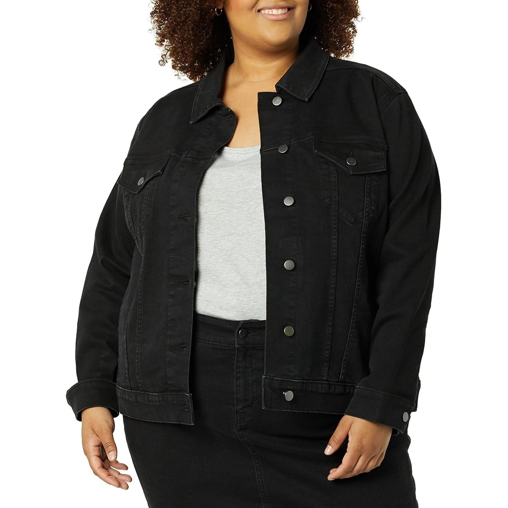 image:imageAmazon Essentials Womens RegularFit Denim Jean Jacket Available in Plus SizeBlack Wash
