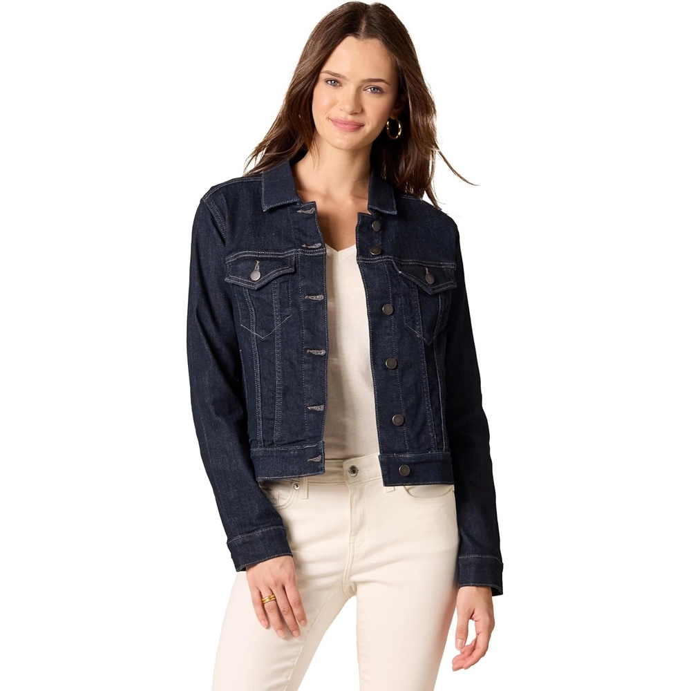 image:imageAmazon Essentials Womens RegularFit Denim Jean Jacket Available in Plus SizeRinse Wash