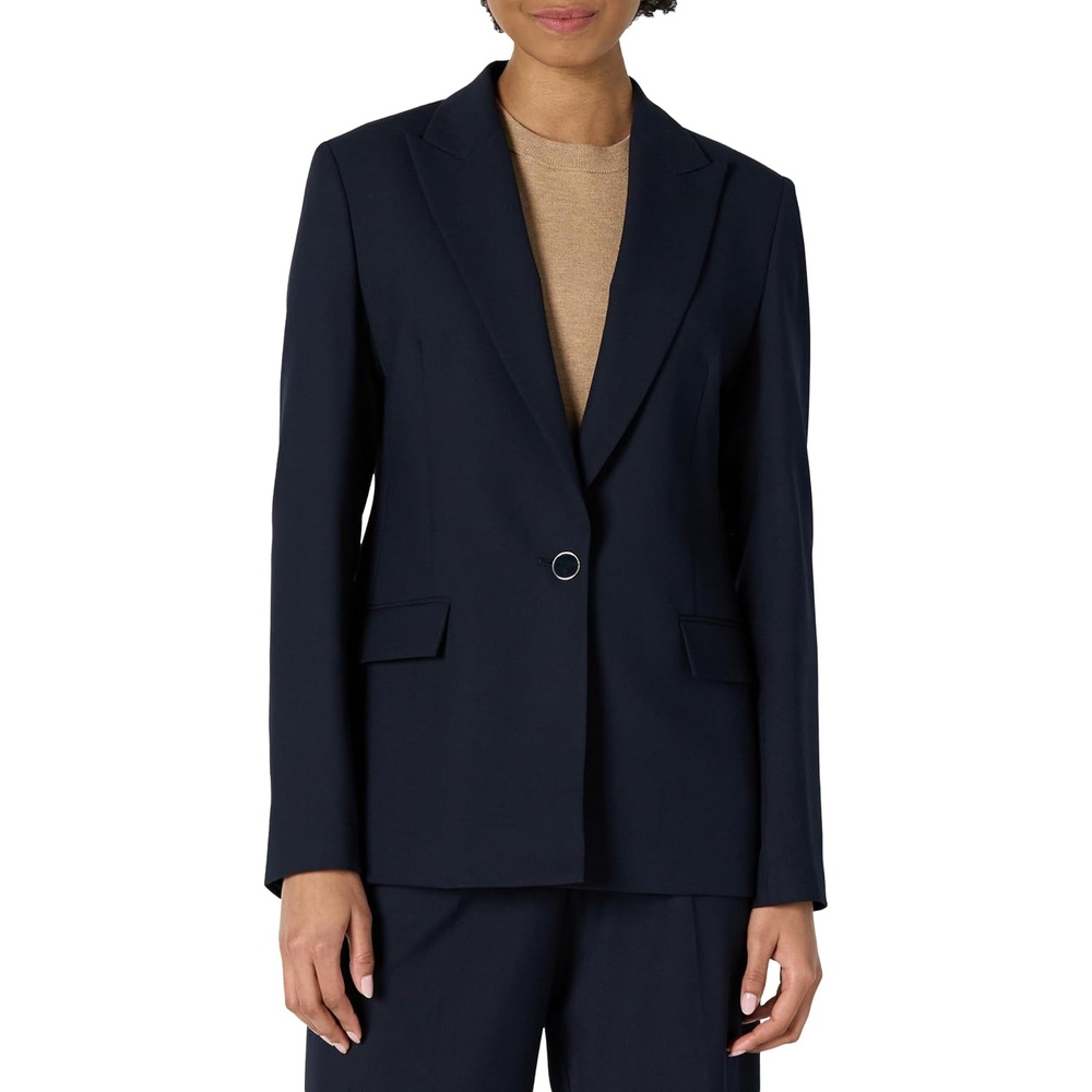 image:imageAmazon Essentials Womens RegularFit Woven SingleBreasted BlazerNavy