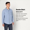 Amazon Essentials Men’s Regular-Fit Long-Sleeve Button-Down Denim Shirt(Light Indigo Wash)