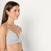 Amazon Essentials Women’s Cotton Jersey Lined Plunge Bralette(Black / Grey Heather)