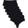 Amazon Essentials Women’s Microfiber High Waisted Thongs, Pack of 6(Black)