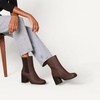 Amazon Essentials Women’s Mid Calf Heeled Chelsea Boots, Slip On with Lug Sole(Dark Brown)
