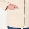 Amazon Essentials Women’s Regular-Fit Low Stretch Denim Cinched Waist Barn Jacket with Corduroy Collar, Chest Pockets(Ecru)