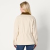 Amazon Essentials Women’s Regular-Fit Low Stretch Denim Cinched Waist Barn Jacket with Corduroy Collar, Chest Pockets(Ecru)
