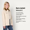 Amazon Essentials Women’s Regular-Fit Low Stretch Denim Cinched Waist Barn Jacket with Corduroy Collar, Chest Pockets(Ecru)