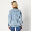 Amazon Essentials Women’s Regular-Fit Low Stretch Denim Cinched Waist Barn Jacket with Corduroy Collar, Chest Pockets(Iced Light Wash)