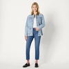 Amazon Essentials Women’s Regular-Fit Low Stretch Denim Cinched Waist Barn Jacket with Corduroy Collar, Chest Pockets(Iced Light Wash)