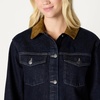 Amazon Essentials Women’s Regular-Fit Low Stretch Denim Cinched Waist Barn Jacket with Corduroy Collar, Chest Pockets(Rinse)