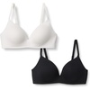 Amazon Essentials Women’s Cotton Jersey Lined Plunge Bralette(Black / White)