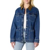 Amazon Essentials Women’s Regular-Fit Low Stretch Denim Cinched Waist Barn Jacket with Corduroy Collar, Chest Pockets(Medium Blue Vintage)