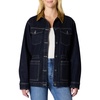 Amazon Essentials Women’s Regular-Fit Low Stretch Denim Cinched Waist Barn Jacket with Corduroy Collar, Chest Pockets(Rinse)