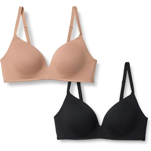 Amazon Essentials Women’s Cotton Jersey Lined Plunge Bralette(Black / Washed Bronze)
