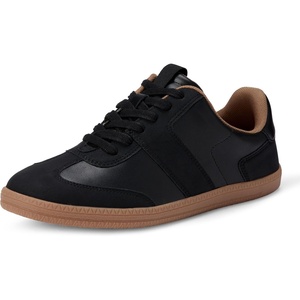 Amazon Essentials Women’s Low Top Retro Sneaker with Padded Collar(Black)