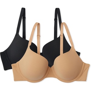 Amazon Essentials Women’s Microfiber Full Coverage Bra, Pack of 2(Black / Washed Bronze)