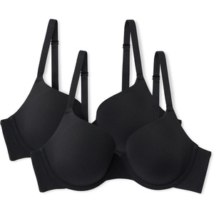 Amazon Essentials Women’s Microfiber Full Coverage Bra, Pack of 2(Black)