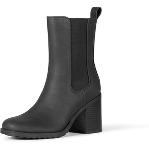 Amazon Essentials Women’s Mid Calf Heeled Chelsea Boots, Slip On with Lug Sole(Black)