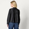 Amazon Essentials Women’s Relaxed Fit Denim Chambray Long-Sleeve Tunic Top with Blouson Sleeves, Cotton Lyocell Blend(Black Wash)