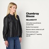 Amazon Essentials Women’s Relaxed Fit Denim Chambray Long-Sleeve Tunic Top with Blouson Sleeves, Cotton Lyocell Blend(Black Wash)