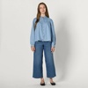 Amazon Essentials Women’s Relaxed Fit Denim Chambray Long-Sleeve Tunic Top with Blouson Sleeves, Cotton Lyocell Blend(Iced Blue Light Wash)