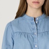 Amazon Essentials Women’s Relaxed Fit Denim Chambray Long-Sleeve Tunic Top with Blouson Sleeves, Cotton Lyocell Blend(Iced Blue Light Wash)