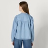 Amazon Essentials Women’s Relaxed Fit Denim Chambray Long-Sleeve Tunic Top with Blouson Sleeves, Cotton Lyocell Blend(Iced Blue Light Wash)
