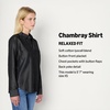Amazon Essentials Women’s Relaxed-Fit Denim Chambray Button-Down Long-Sleeve Shirt, Soft Cotton Lyocell Blend(Black Wash)