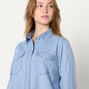 Amazon Essentials Women’s Relaxed-Fit Denim Chambray Button-Down Long-Sleeve Shirt, Soft Cotton Lyocell Blend(Iced Blue Light Wash)