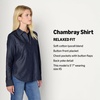 Amazon Essentials Women’s Relaxed-Fit Denim Chambray Button-Down Long-Sleeve Shirt, Soft Cotton Lyocell Blend(Rinse)