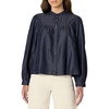 Amazon Essentials Women’s Relaxed Fit Denim Chambray Long-Sleeve Tunic Top with Blouson Sleeves, Cotton Lyocell Blend(Rinse)
