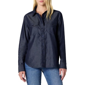 Amazon Essentials Women’s Relaxed-Fit Denim Chambray Button-Down Long-Sleeve Shirt, Soft Cotton Lyocell Blend(Rinse)