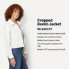 Amazon Essentials Women’s Low Stretch Relaxed-Fit Cropped Denim Jacket(White)