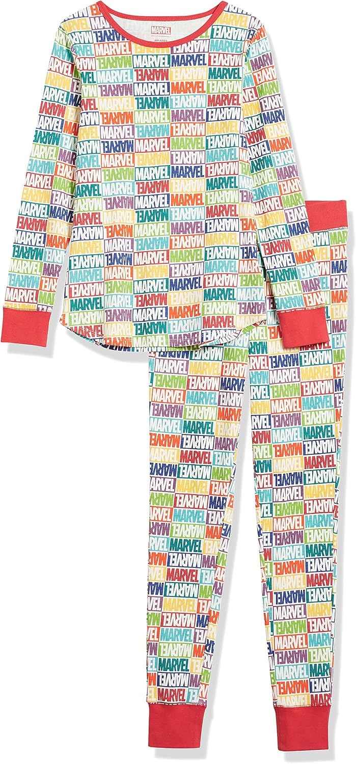 image:imageAmazon Essentials Disney Marvel Star Wars Womens SnugFit Cotton Pajama Sleepwear SetsMarvel Holiday Bricks